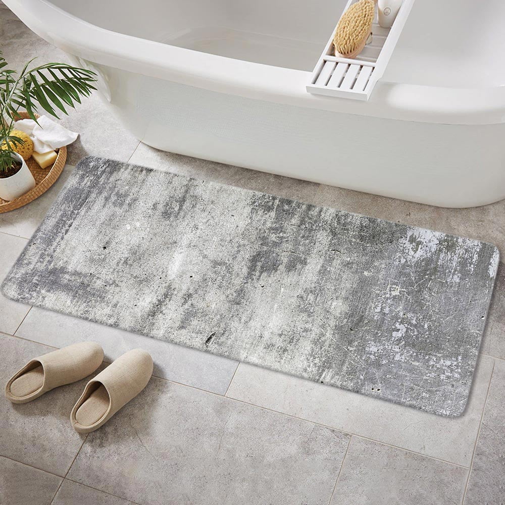 Gray Boho Bath Mat for Bathroom,Abstract Marble Flannel Non Slip Mat