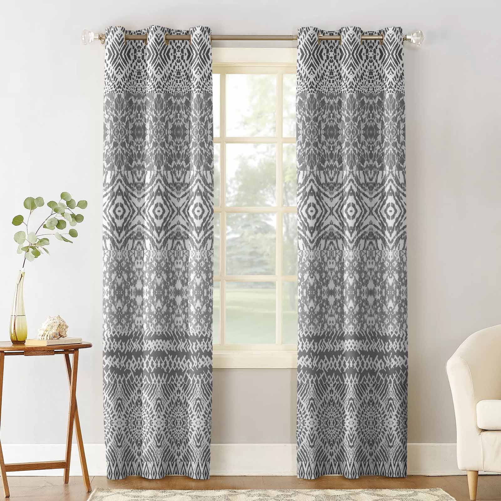 Gray Boho Blackout Curtains 45 Inches Length, Gradient Batik Aesthetics ...