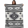 thumbnail image 1 of Gray Boho Blanket Soft Cozy Warm Throw Blanket for Couch, Plush Fuzzy Flannel Fleece Blankets for Sofa, Southwestern Ethnic Aztec Retro Geometric Bed Blankets Lightweight Gifts for Women, 50"x60", 1 of 9