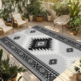 thumbnail image 1 of Gray Boho Outdoor Rug 5x8 Ft - Reversible Patio Rug Outdoor Camping Rugs, Southwestern Ethnic Abstract Geometric Washable Indoor Outdoor Area Rugs, Non-Slip Outdoor Carpet Runner for Deck/Porch, 1 of 8