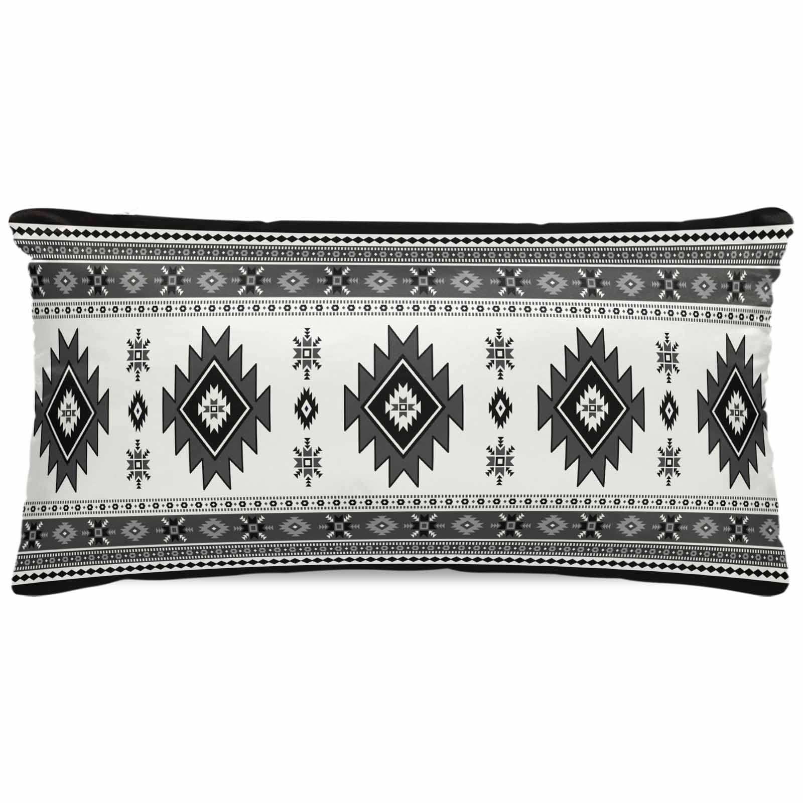 Gray Boho Pillow Cases Cal King Size, Smooth Satin Pillowcase for Hair and Skin, Southwest Aztec Country Geometric Aesthetic Decorative Cooling Bed Pillow Covers with Zipper, 20x40 Inches