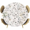 thumbnail image 1 of Gray Botanical Round Tablecloth 36-44 Inch Round Fitted Table Cloth with Elastic Edge, Farmhouse Spring Summer Floral Leaves Waterproof Table Cover Protector for Outdoor Picnic Party Dining, 1 of 6