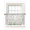 thumbnail image 1 of Gray Botanical Tier Curtains 36 Inch Length,Sheer Curtains for Bedroom Living Room Window Farmhouse Spring Summer Floral Leaves Rod Pocket Drapes Kitchen Curtains Small Half Window 27.5"x36" 2 Panels, 1 of 6