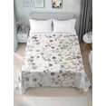 thumbnail image 1 of Gray Botanical Twim XL Size Flat Sheet, Wrinkleproof & Fadeproof Cooling Flat Bed Sheet Only, Farmhouse Spring Summer Floral Leaves Breathable Soft Bedding Top Sheets 66 x 102 Inches, 1 of 8