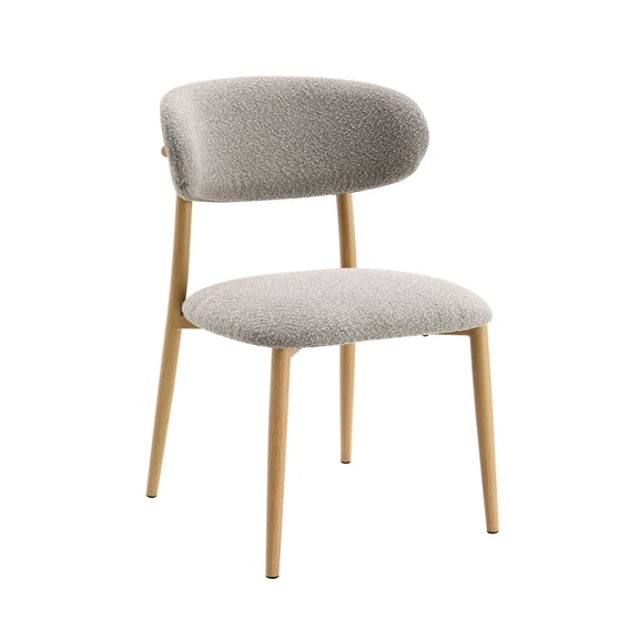Gray Boucle Finish - Sturdy Metal Frame - Round Dining Table Pair - Soft Textured Seating