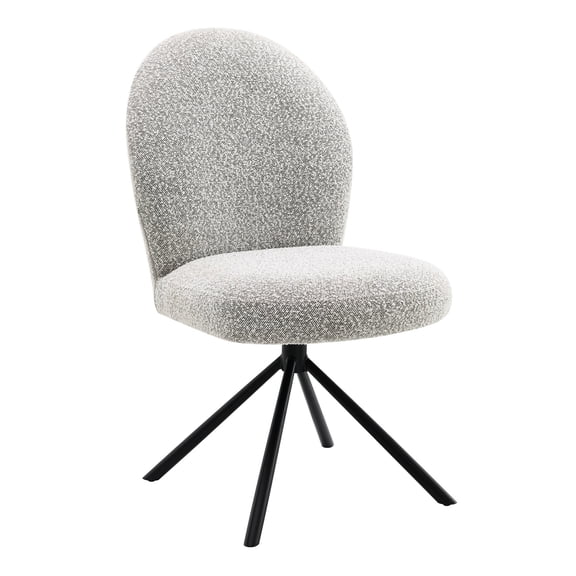 Gray Boucle Upholstered Design - Foam Cushioned Seats - Rectangular Dining Table Setting - Sophisticated and Comfortable Chairs