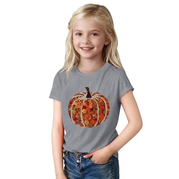 Gray Boy Girl Print T Shirt for Kids Girl Boy Summer Fall Short Sleeve Crewneck Happy Festival Gift Thanksgiving Valentines Brunch Kawaii Tee Shirt Tops Child 2025 9 Years