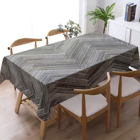 Gray Brick Herringbone Texture Print Tablecloth, Dining Room Daily Holiday Event Decor, Minimalist Neutral Rectangular Table Cover, Thanksgiving Christmas Gift