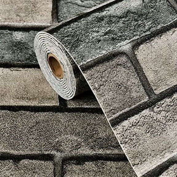 Gray Brick Pattern Wallpaper - Fire Resistant, Thermal Insulating, Soundproof, Waterproof Wall Decor with Warm Design - for Living Room, Bedroom, Office, Kitchen, Bathroom