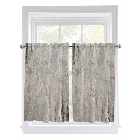 Gray Brown 2 Panel Kitchen Curtains for Windows, Vintage Shabby Texture Making Old Bathroom Privacy Curtain, Home Décor Window Treatment for Bedroom/Living Room 55"x45"