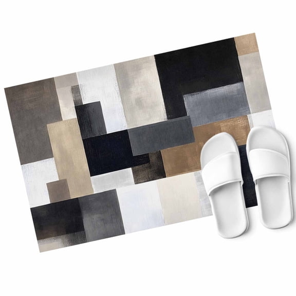 Gray Brown Black Painting Door Mat Abstract Art Non Slip Absorbent Entrance Mat Washable Low Profile Indoor Doormat for Front Door Entryway Entry 16"x24"