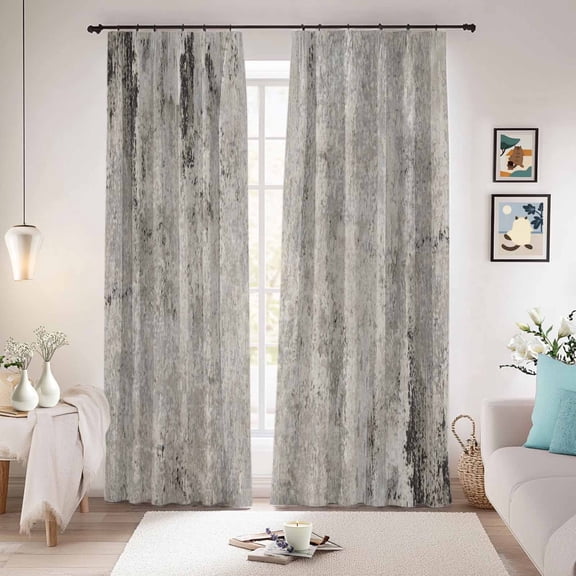 Gray Brown Blackout Curtains for Bedroom/Living Room, Pinch Pleated Black Out Curtains, Vintage Shabby Texture Making Old Room Darkening Window Drapes with Hooks 2 Panels, 39"x70"
