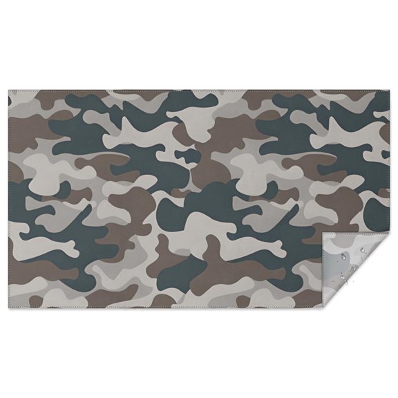 Gray Brown Camo Wavy Shapes Pattern Rectangle Tablecloth 60"x102",Waterproof Polyester Rectangle Table Cloth, Wipeable Spillproof Polyester Tablecloth for Dining, Camping, Indoor and Outdoor