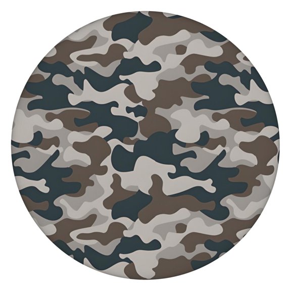 Gray Brown Camo Wavy Shapes Pattern Round Fitted Tablecloth with Elastic Edge,Dining Table Cover Waterproof,Outdoor Round Tablecloth for Camping,Dining,Indoor and Outdoor