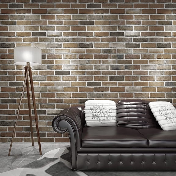 Gray Brown Faux Brick Wall Panels, 10 Pack 3D Peel and Stick Foam Wallpaper with 52.5 Sq Ft Coverage for Home Decor