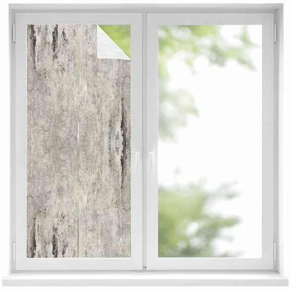 Gray Brown Window Privacy Film, Vintage Shabby Texture Making Old Static Cling UV Sun Blocking Heat Control Window Tint Day and Night, Non-Adhesive One Way Windows Privacy Cover 19.6''x39.3''