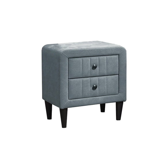 Gray Brushed Linen Fabric 1pc Nightstand with 2 Drawers Storage ...