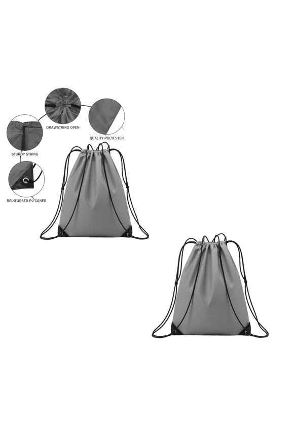 Gray Bulk Oxford cloth Drawstring Backpack, Cinch Sack Bag, DIY Personalized Sports Travel Storage Bag for Festival Daily Use 2PCS