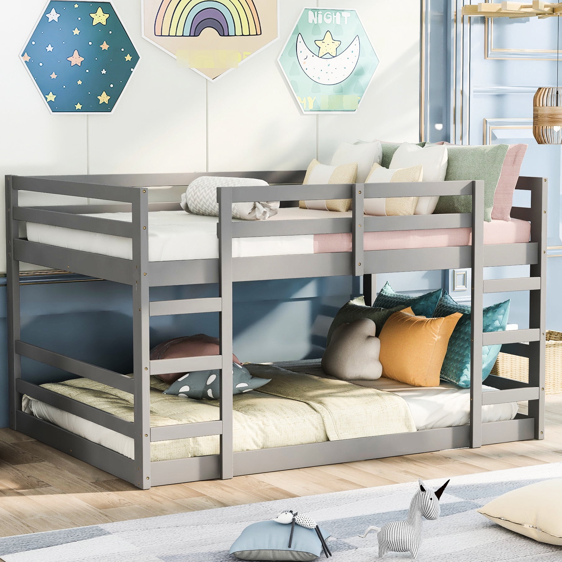 Gray Bunk Bed, Clean Silhouette | Suits All Decor Styles, Completes ...