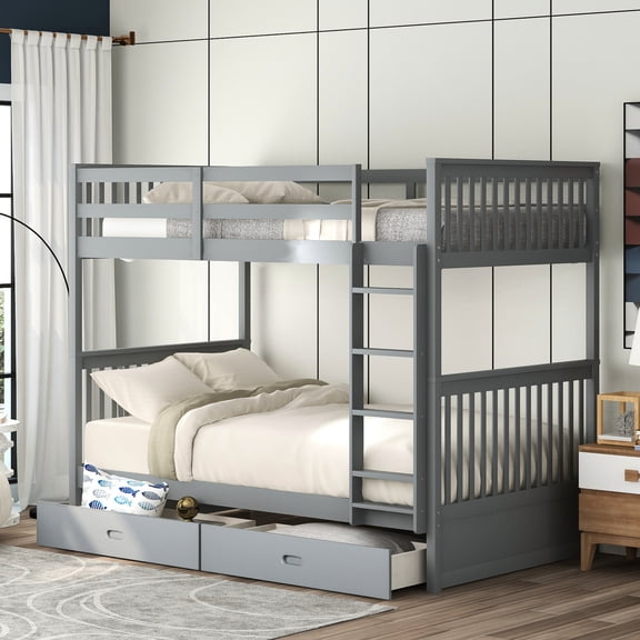 Gray Bunk Bed, Strong Frame | Durable and Secure, Sleepover Friendly