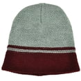 thumbnail image 1 of Gray Burgundy Maroon Cuffless Knit Beanie Toque Striped Woven Hat Blank Plain, 1 of 1