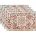 thumbnail image 1 of Gray Burnt Orange Boho Placemats Set of 4 Ethnic Bohemian Carpet Place Mats Washable Kitchen Dining Vintage Grey Geography Floral Linen Table Mats Stain Heat-Resistant for Home Party Indoor 12x18 in, 1 of 6
