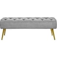 thumbnail image 1 of Gray Button-Tufted Upholstered Dining Bench with Gold Metal Base, for Kitchen, Living Room, or Entryway, 1 of 7