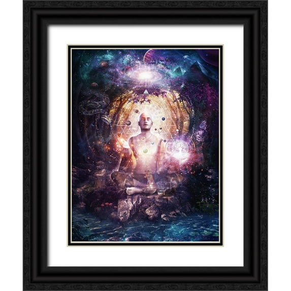 Gray, Cameron 12x14 Black Ornate Wood Framed with Double Matting Museum Art Print Titled - Connected To Source