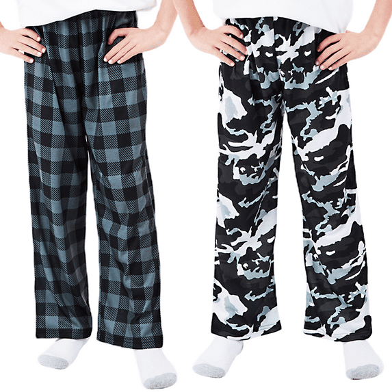 Gray Camo & Gray Plaid 2-Pack Boy's Sleep Pajama Pants-8