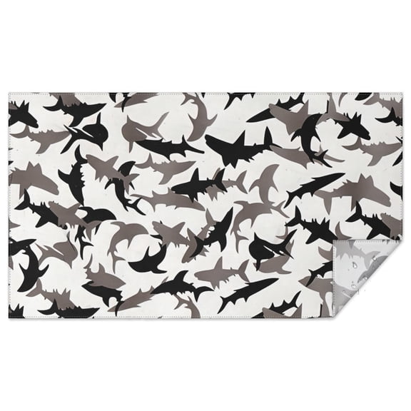 Gray Camo Shark Silhouette Pattern Rectangle Tablecloth 60"x102",Waterproof Polyester Rectangle Table Cloth, Wipeable Spillproof Polyester Tablecloth for Dining, Camping, Indoor and Outdoor