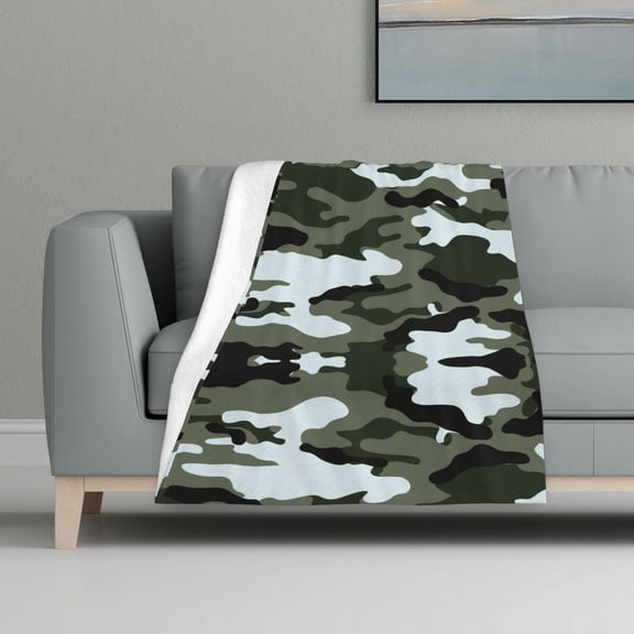 Gray Camouflage Print Print Blanket Warm Plush Throw Blanket Soft Flannel Lightweight Throw Blankets 32"X48"