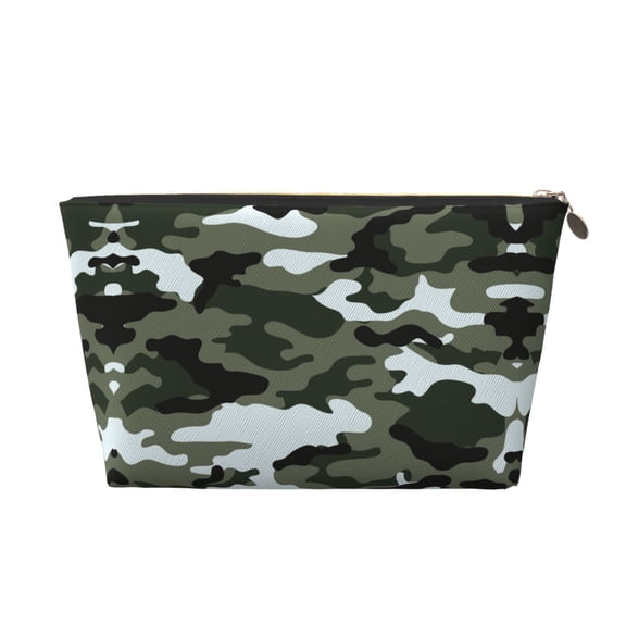 Gray Camouflage Print Small Purse Organizer Zipper Cosmetic Handbag Tote Pouch For Women