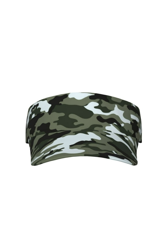 Gray Camouflage Print Sport Visor Hats Sun Protection Outdoor Activity For Women Men