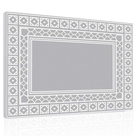 Gray Canvas Print Wall Art, Boho Diamond Pattern Border Rustic Southwestern Wall Decor Modern Artwork Paintings Pictures for Living Room Framed and Stretched Ready to Hang 16" x 20"