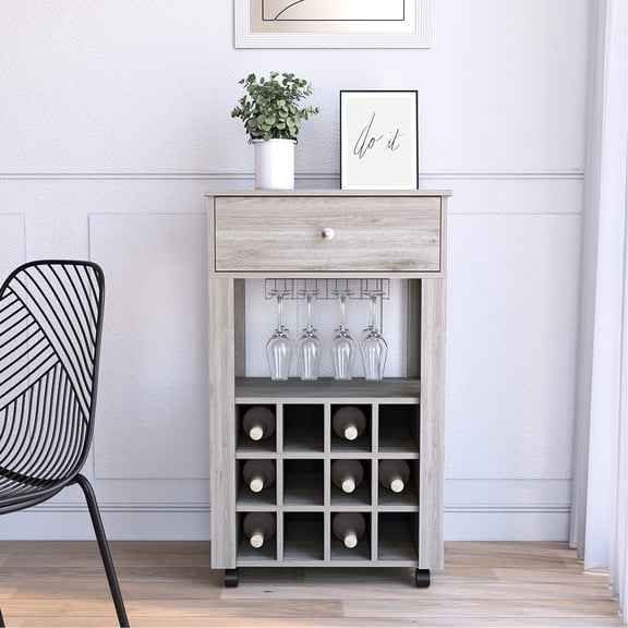 Gray Cart with Mobility and Storage / Perfect for Wine Storage