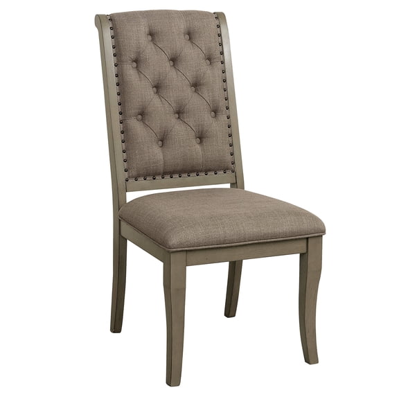 Gray Cashmere Side Chair Set | Modern Traditional Dining Furniture | Oak Veneer with Finish | Cream Fabric