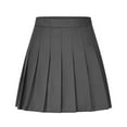 thumbnail image 1 of Gray Casual Skirt for Women Faux Linen Mini Little Loose Fit Pleated High Waisted A Line Plain Skirts Women 2025 Clothes Trendy Country Concert Y2K XL, 1 of 9