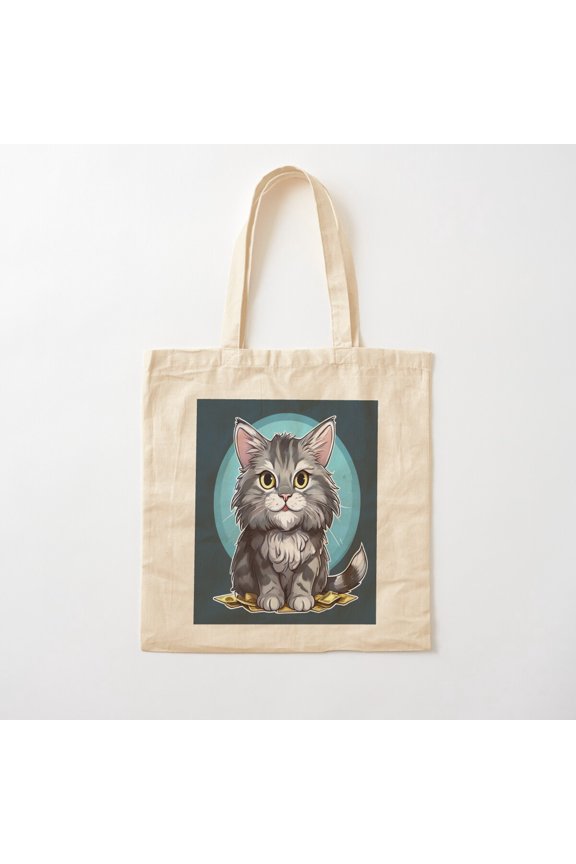 Gray Cat Canvas Version 2 Canvas Tote Bags, Reusable Shopping Bag