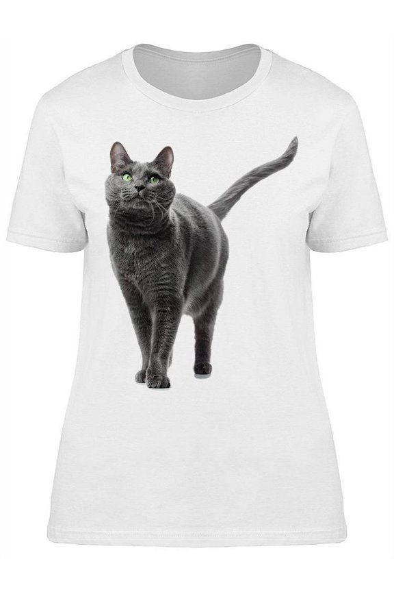 Gray Cat Fluffly Cheeks T-Shirt Women -Image by Shutterstock, Female 3X-Large