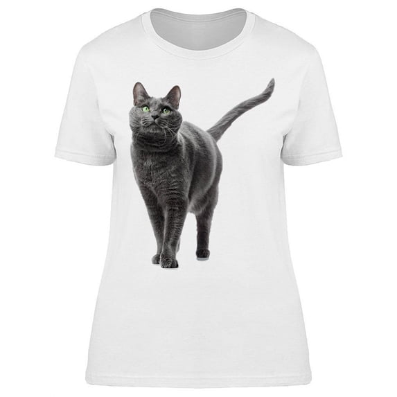Gray Cat Fluffly Cheeks T-Shirt Women -Image by Shutterstock, Female Medium