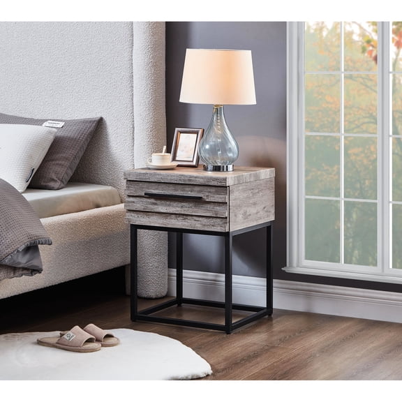 Gray Celestial Storage Furniture - End Table With Ample Space Elevate Your Living Area Elegant And Practical Design. Features A Spacious Drawer Build. 17.69w X 17d 24h In