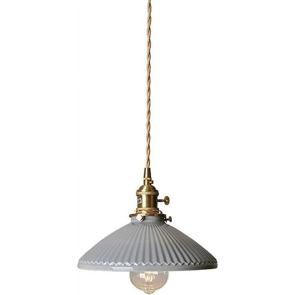 Gray Ceramic Pendant Light for Dining Room, RusticFarmhouse Pendant Lamp for Kitchen Island, Minimalism Simple Pendant Light Fixture, Modern Pendant Lighting for Kitchen Sink Over Table Bar
