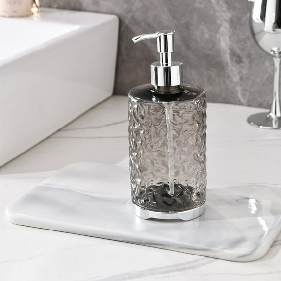 Gray Ceramic Soap Dispenser,420ml Exquisite Appearance Hand Soap Dispenser,Easy Use Suitable for Bathroom, Kitchen,Office