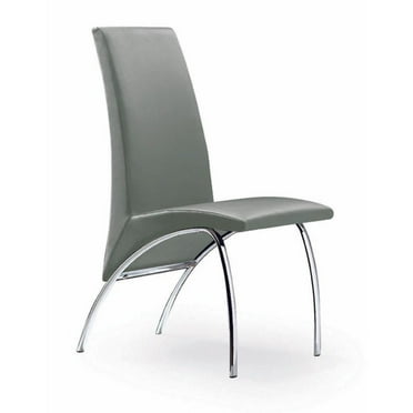 Gray Chair Polyurethane Chrome Legs Set of 2