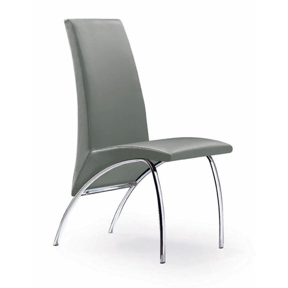 Gray Chair Polyurethane Chrome Legs Set of 2