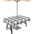 thumbnail image 1 of Gray Check Plaid Outdoor Tablecloth with Umbrella Hole and Zipper, Spillproof Table Cloth for Rectangle Tables, Dinner/Picnic/Patio/Party Table Cover, Geometric Grey White, 1 of 6