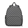 thumbnail image 1 of Gray Checkerboard Backpack Backpack for School,Cute School Bag,Schoolbag with Adjustable Shoulder Straps & Padded Back,13.8"x11.4"x6", 1 of 6