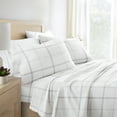 thumbnail image 1 of Gray Checkered 4 Piece 100% Cotton Flannel Deep Pocket Sheet Set, Twin, by Noble Linens, 1 of 8