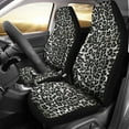 Gray Cheetah Leopard Pattern Print Seat Cover Car Seat Covers Set 2 Pc