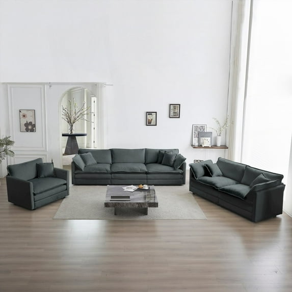 Modern Gray Chenille 3-Piece Sectional Sofa for Living Room (220×80×75cm)
